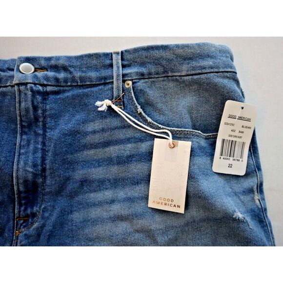 Good American GCSH127SC Wm Plus Sz 22 Blue Good Curve Hi-Waist Denim Shorts - Picture 5 of 11